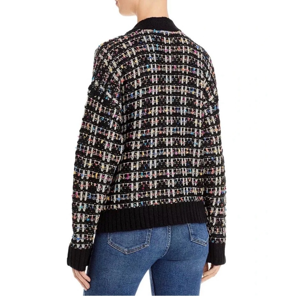 Aqua Chanel Style Black Multicolor Tweed Knit Cardigan size Small - Picture 6 of 9